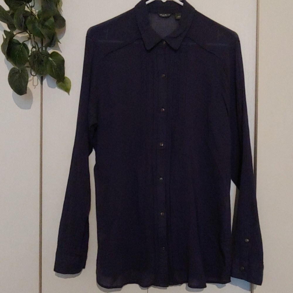 Navy Gauzey button down